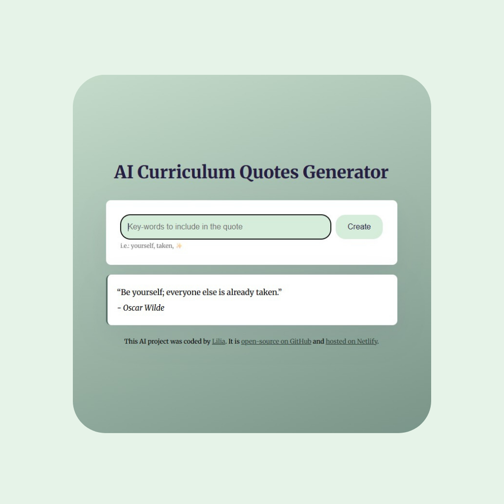 AI curriculum quote generator app